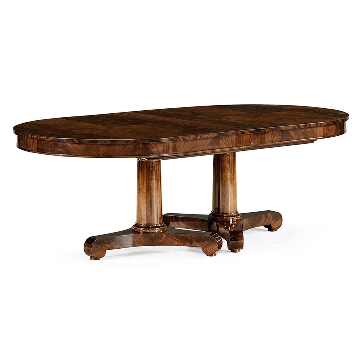 Knightsbridge Oval Yemek Masası - Çift Açılır - Biedermeier Style - Finish-Mah-04-2 (Antique Mahogany Brown - High Lustre)