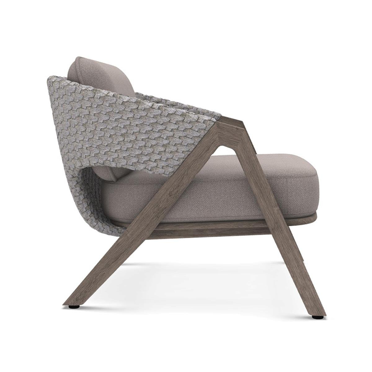 Knit Tekli Koltuk-Pickled Teak-Rope Light Grey-(Sunbrella Minder Dahil)