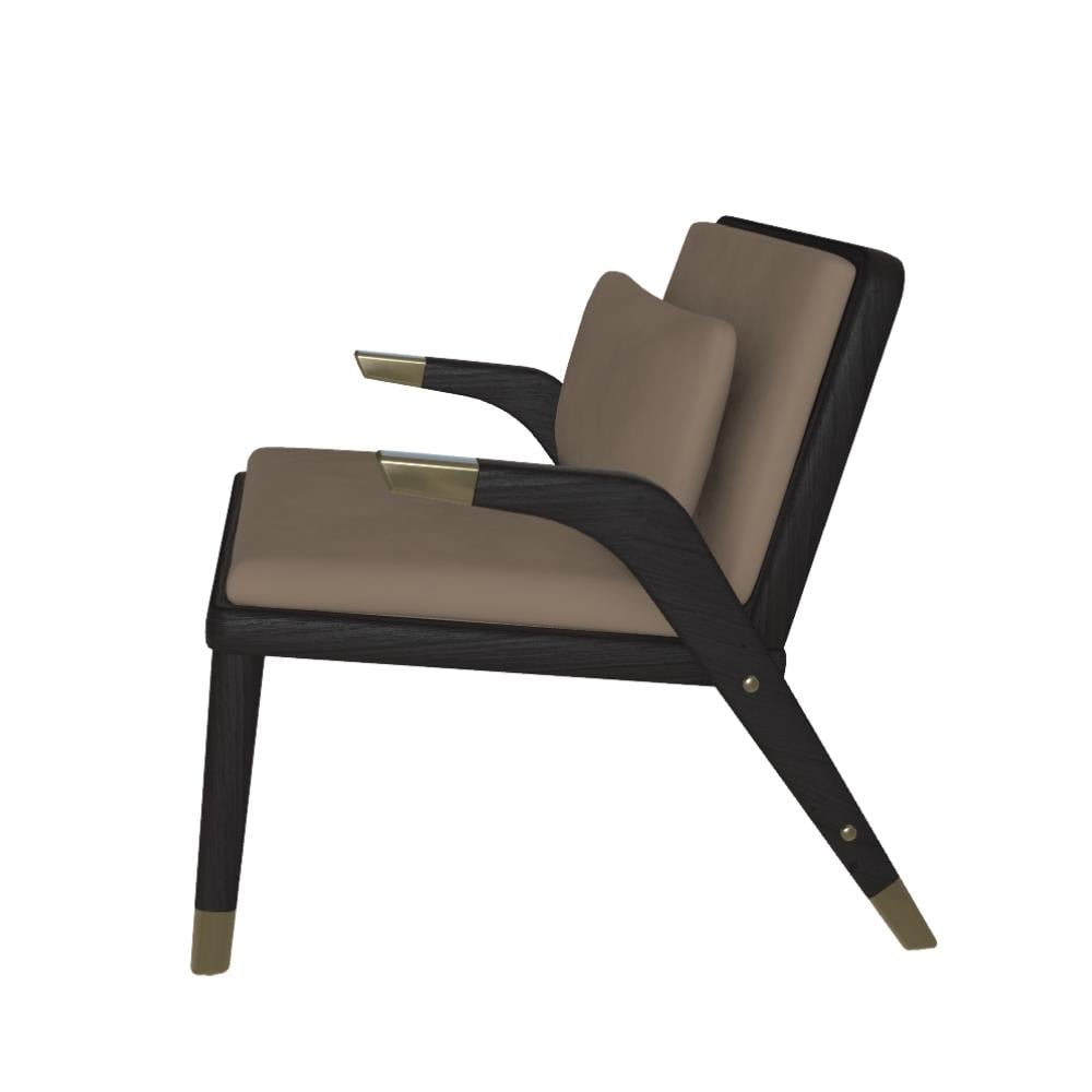 Lady Tekli Koltuk-Frame Oak (L110)-Decorative Details Aged Brass (M328)-Seat and Back Cushion Renna (TTENO006)