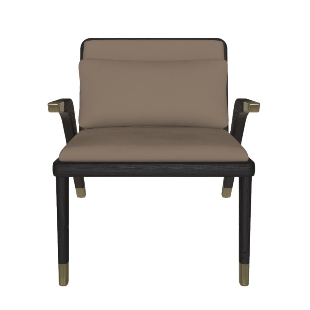 Lady Tekli Koltuk-Frame Oak (L110)-Decorative Details Aged Brass (M328)-Seat and Back Cushion Renna (TTENO006)