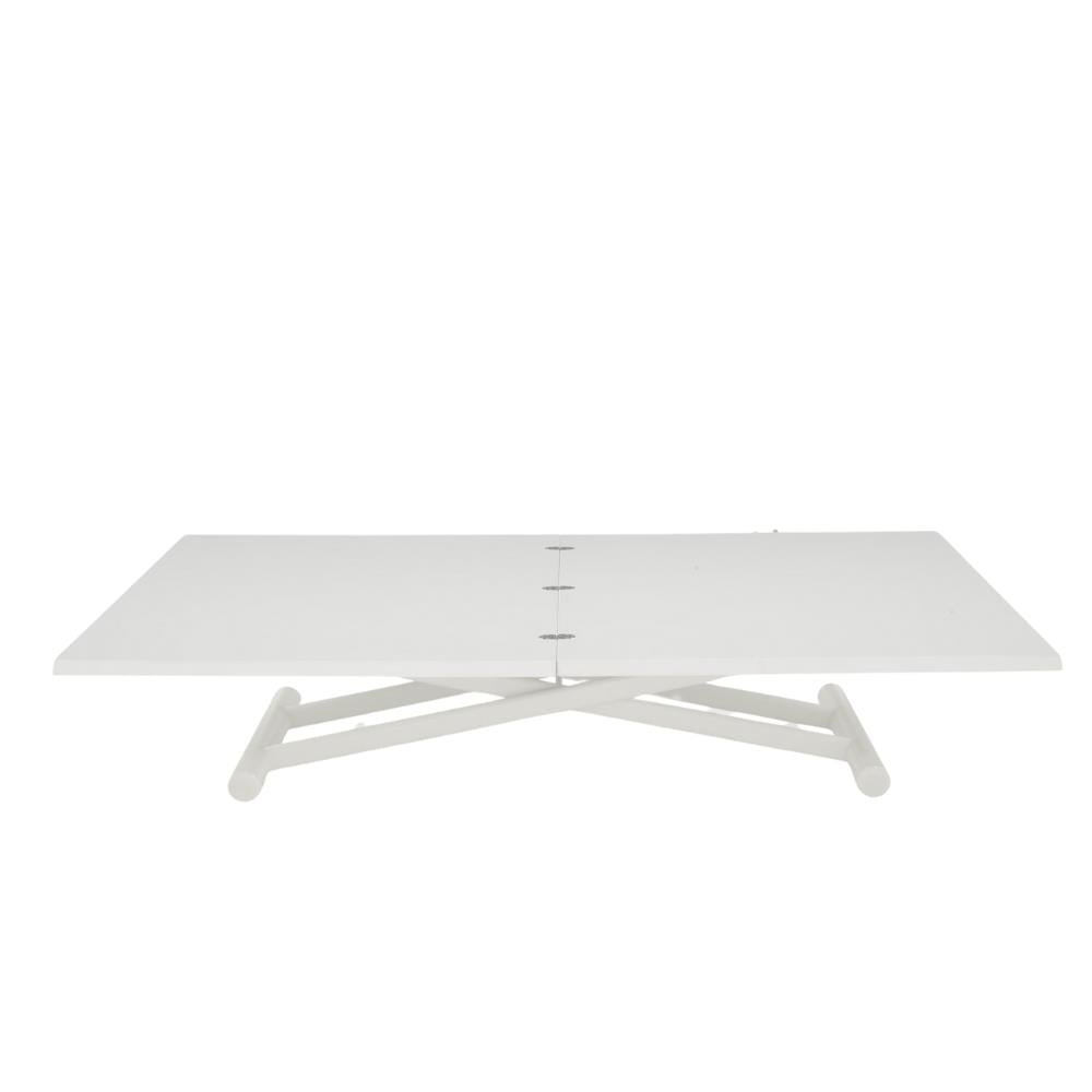 Brunch Masa/Orta Sehpa-Ayak Epoxy Satin White Lacquered Steel-Katlanır Tabla Satin White Lacquered