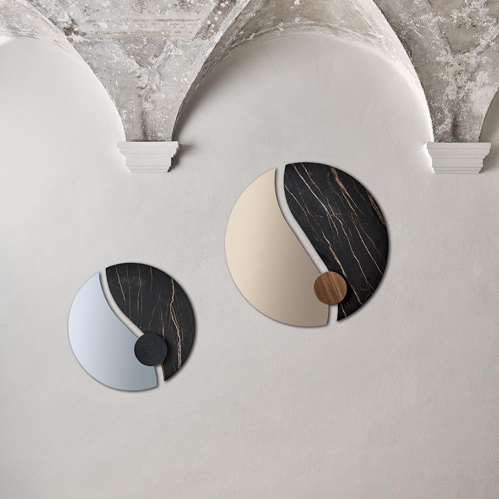 Luxor Ayna (70)-Bronze Mirrored (C301)-Marble Calacatta Glossy (CM012)-Decorative Detail Veneer Walnut (L036)