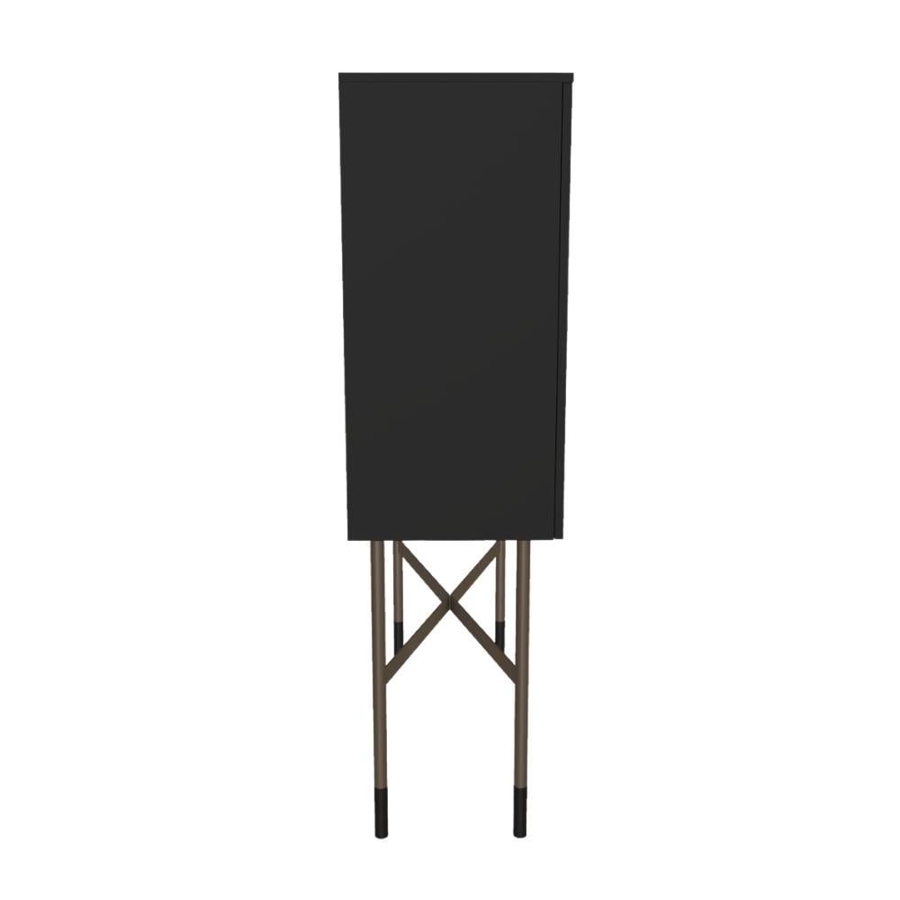 Madison Büfe-Legs Lacq Matt Black-Decorative Leg Aged Brass (M328)-Door/Sides Lacq Black (L090)-Case Lacq Black (L090)-Top Lacq Black (L090)