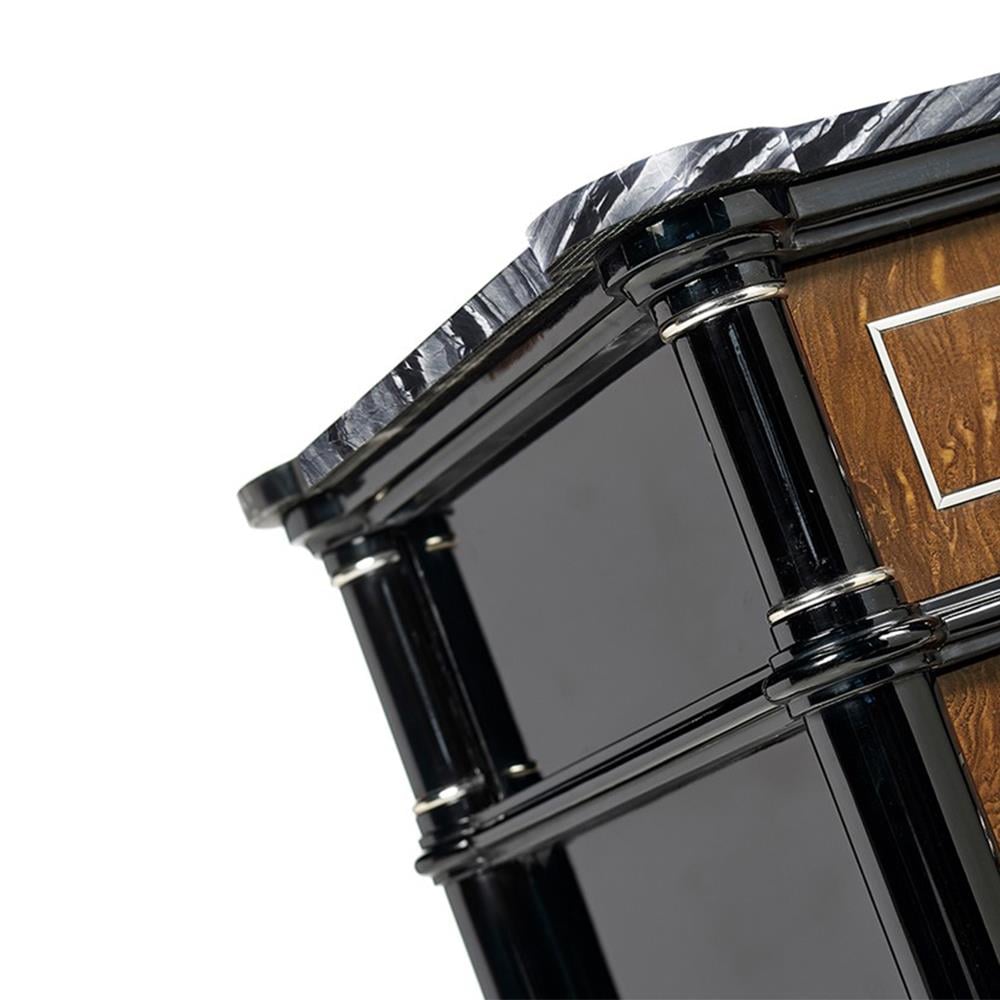 Madison Komodin-Finish-Lac-45-1 (Piano Black) Grey Wave Mermer Tabla