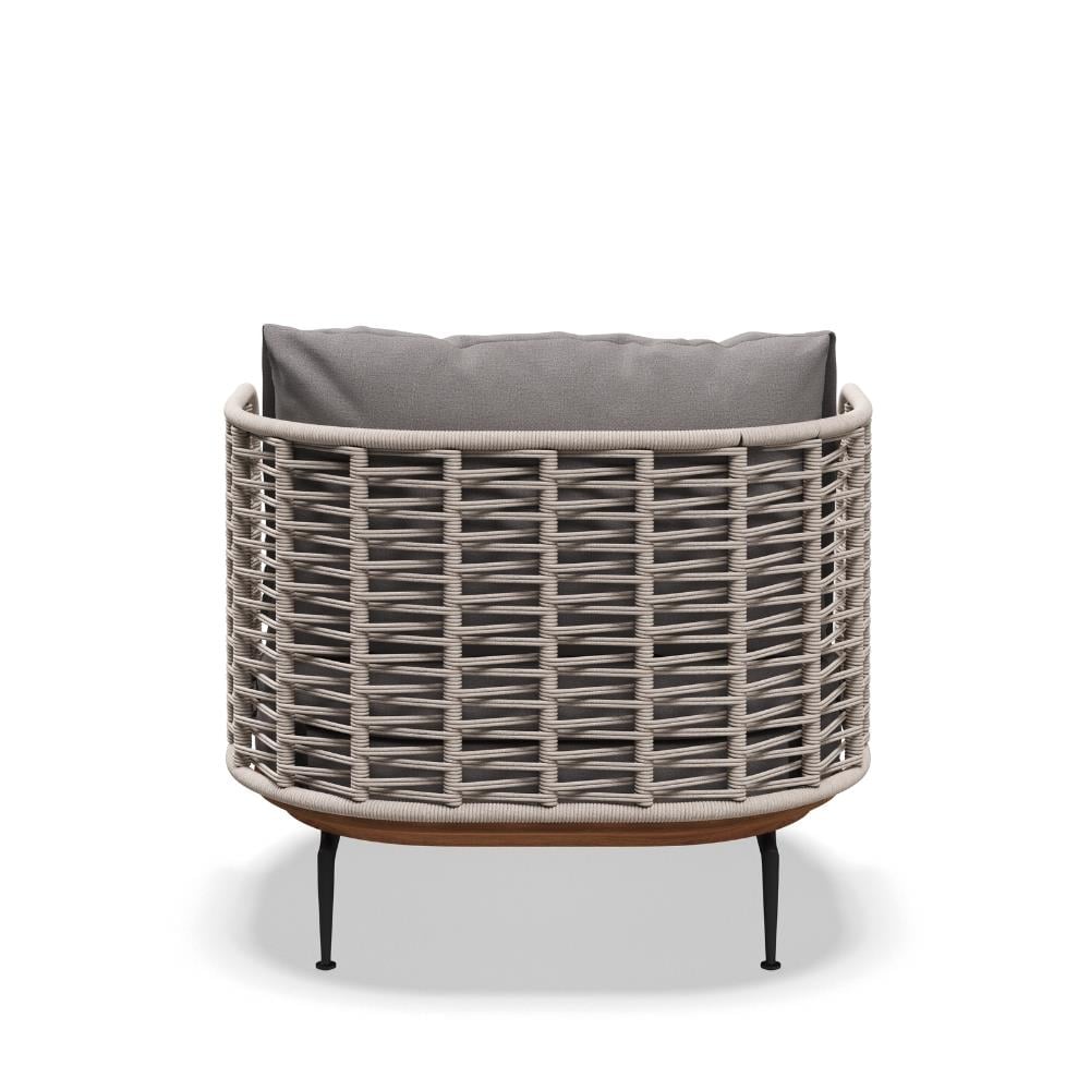 Mistral Alçak Sırtlı Tekli Koltuk -İskelet Meteor-Natural Teak-Koala Wicker (Sunbrella Minder Dahil)