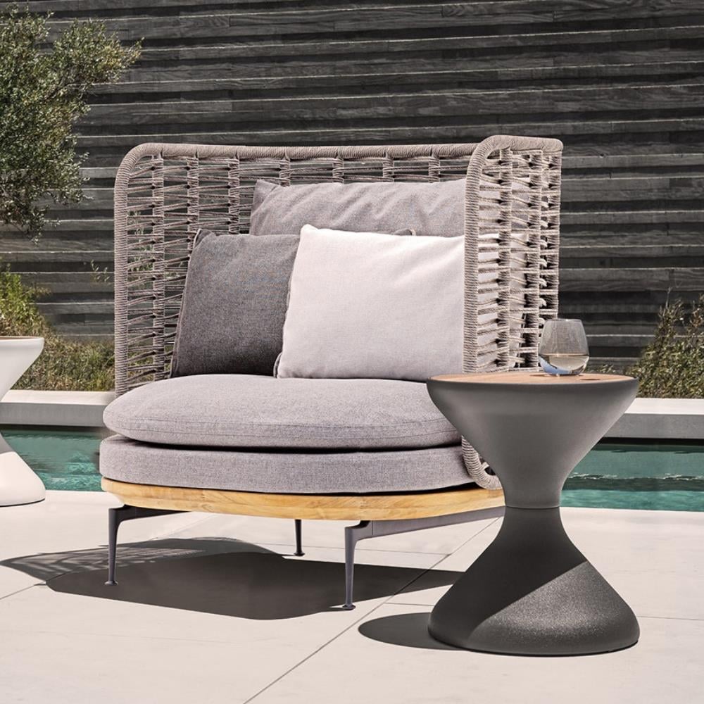 Mistral Alçak Sırtlı Tekli Koltuk -İskelet Meteor-Natural Teak-Koala Wicker (Sunbrella Minder Dahil)