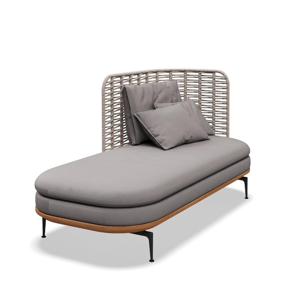 Mistral Yüksek Sırtlı Sağ Daybed-İskelet Meteor-Natural Teak-Koala Wicker (Sunbrella Minder Dahil)