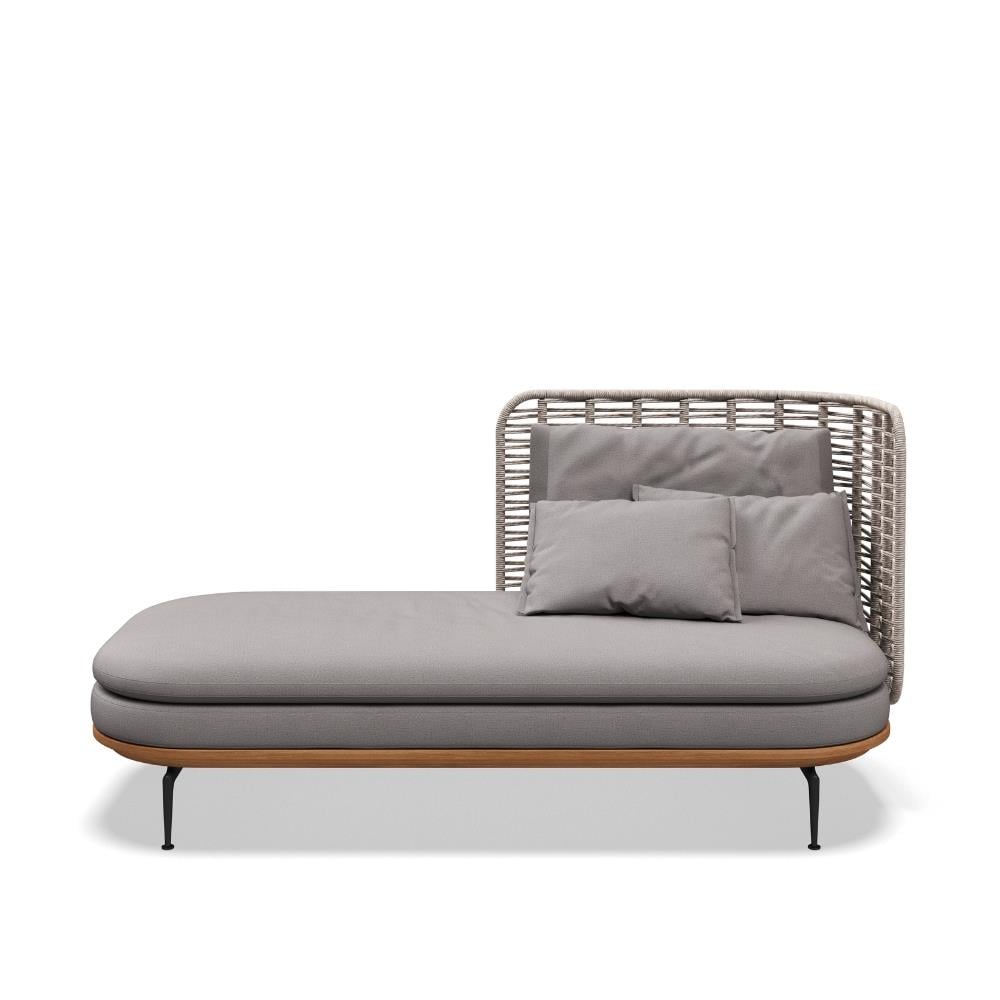 Mistral Yüksek Sırtlı Sağ Daybed-İskelet Meteor-Natural Teak-Koala Wicker (Sunbrella Minder Dahil)