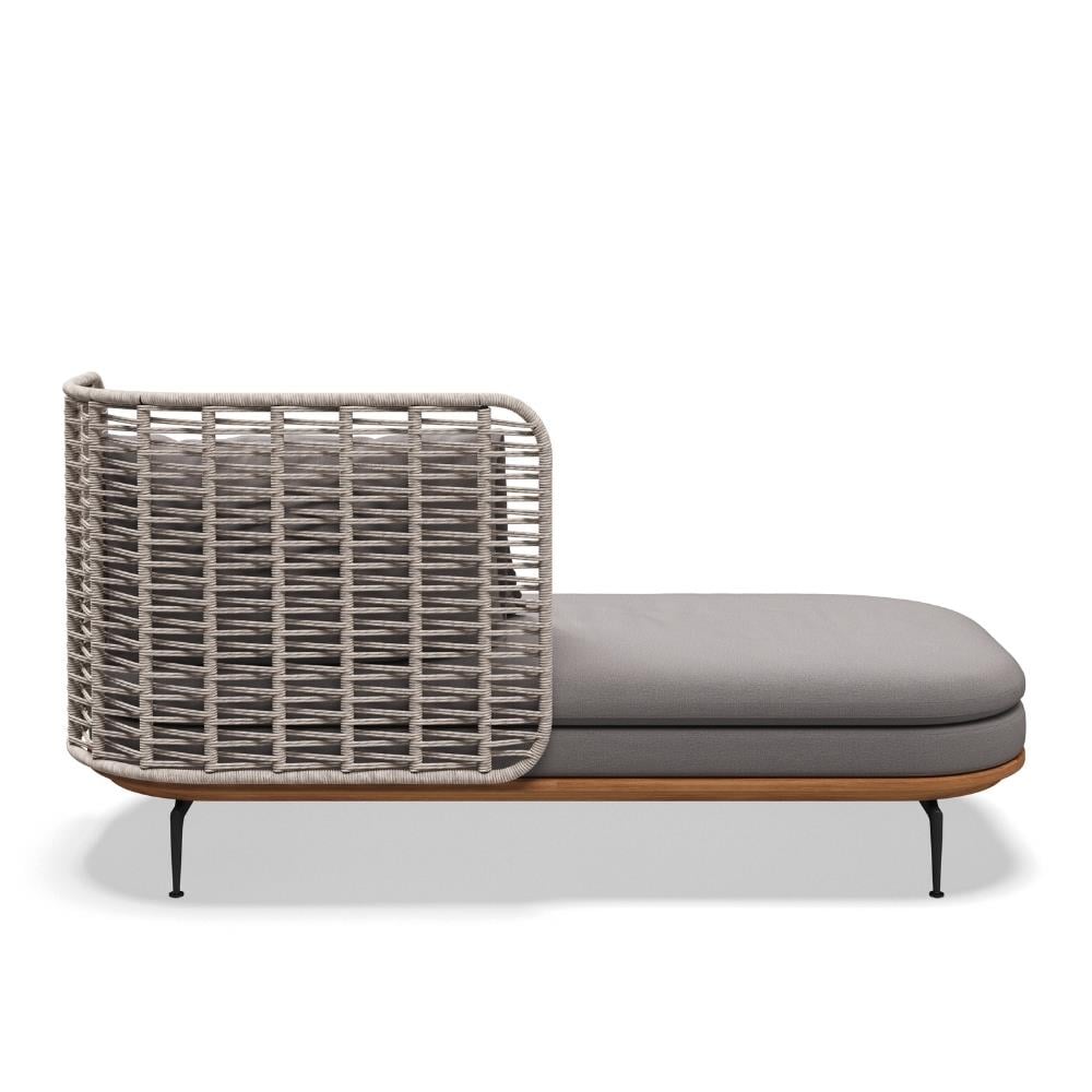 Mistral Yüksek Sırtlı Sağ Daybed-İskelet Meteor-Natural Teak-Koala Wicker (Sunbrella Minder Dahil)
