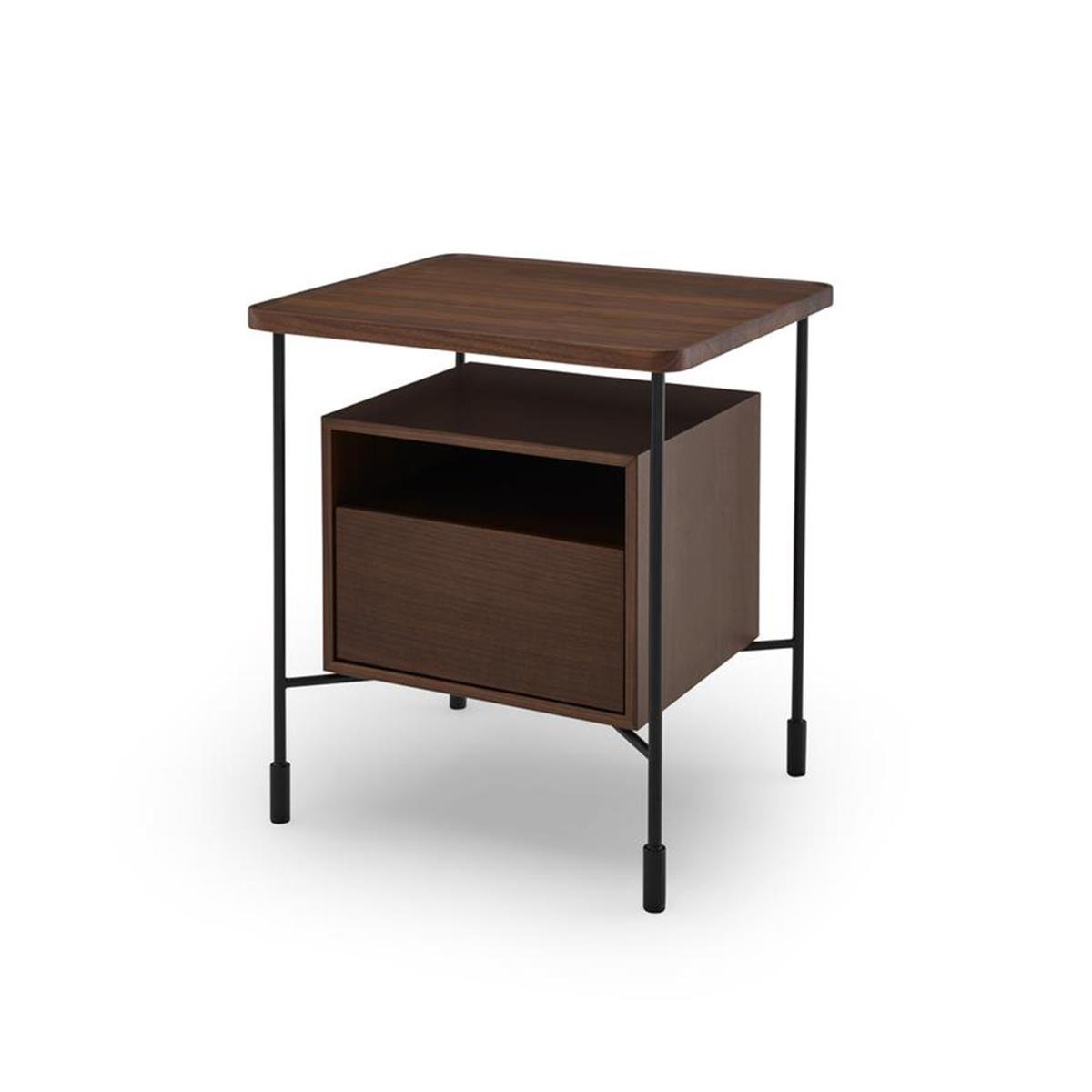 Passepartout Komodin/Yan Sehpa-İskelet Dark Walnut-Ayak Black