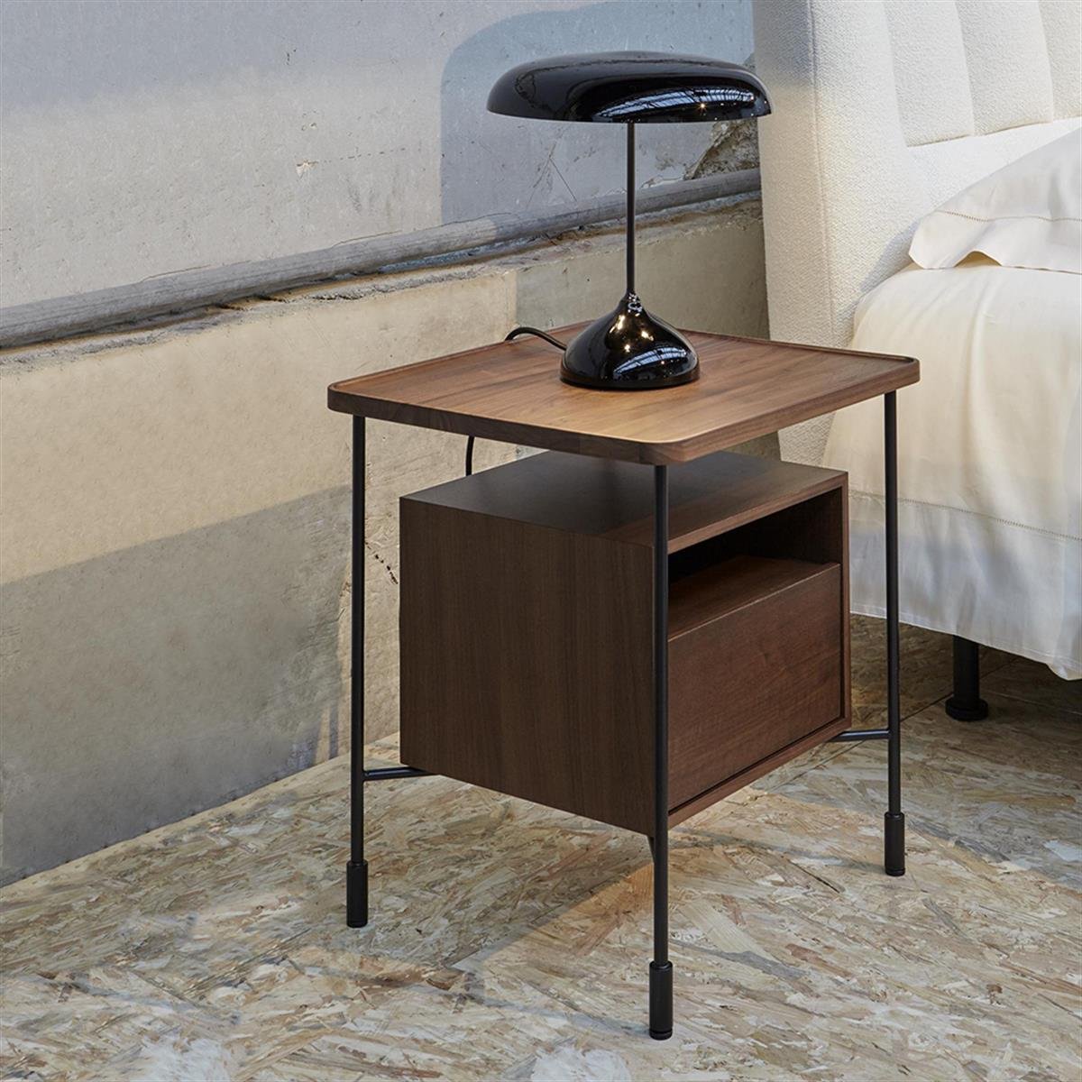 Passepartout Komodin/Yan Sehpa-İskelet Dark Walnut-Ayak Black