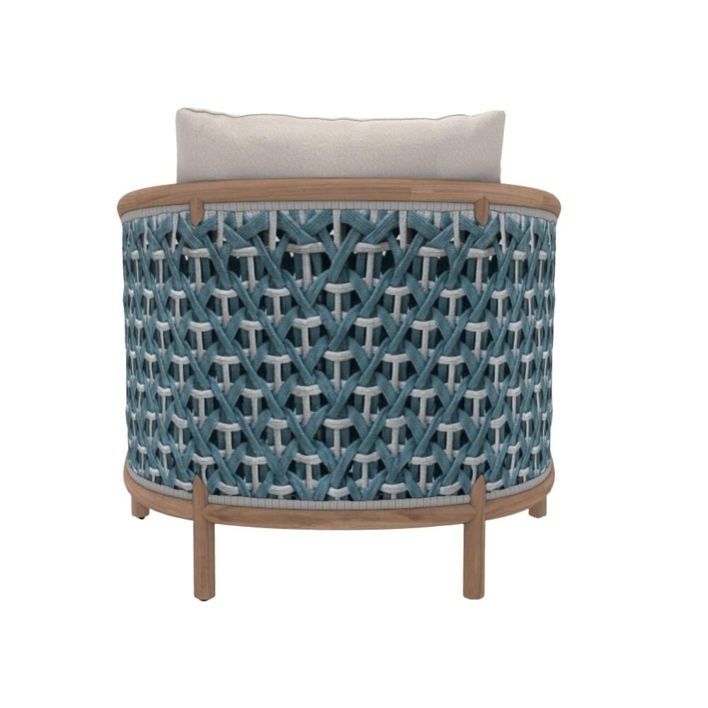 Patio Tekli Koltuk - Frame Natural Teak - Rope Light Grey - Minder Hariç
