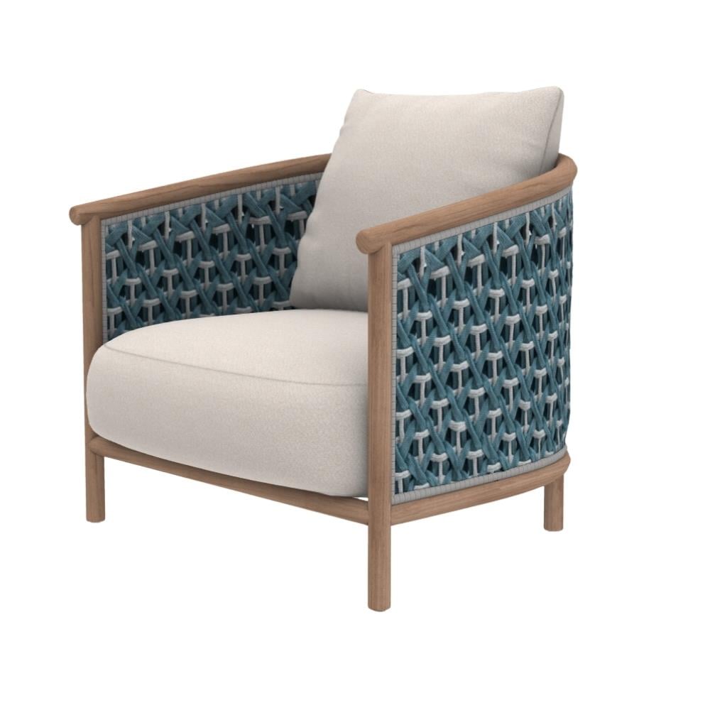 Patio Tekli Koltuk - Frame Natural Teak - Rope Light Grey - Minder Hariç