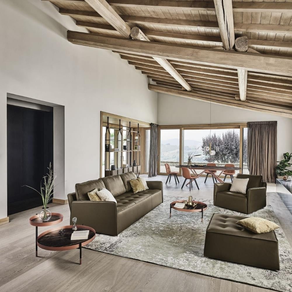 Planet Orta Sehpa-Frame Aged Brass (M328)-Decorative Details Lacquered Rose (M329)-Top Velvet Matt Anthtacite Glass (C183S)