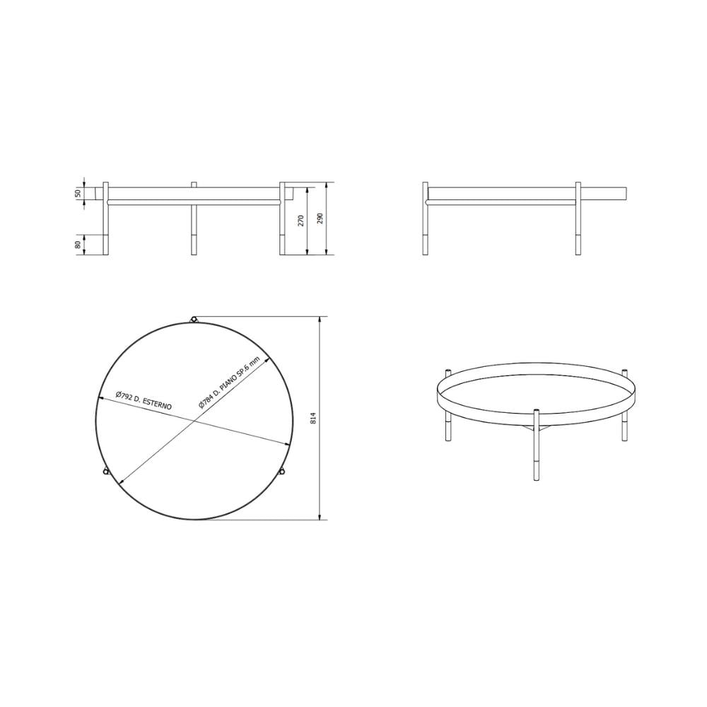 Planet Orta Sehpa-Frame Aged Brass (M328)-Decorative Details Lacquered Rose (M329)-Top Velvet Matt Anthtacite Glass (C183S)
