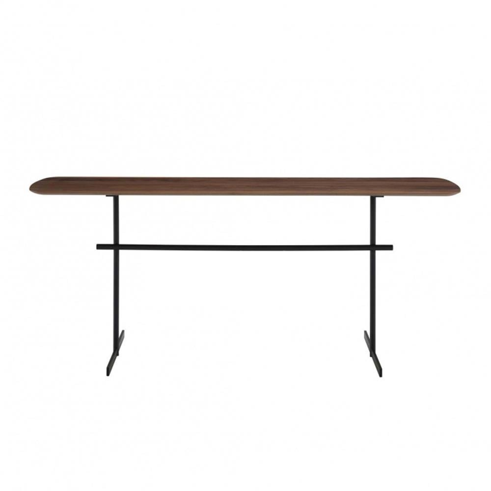 Prado Orta Sehpa-Ayak Black Laquered Steel-Tabla Satin Natural Varnished American Walnut