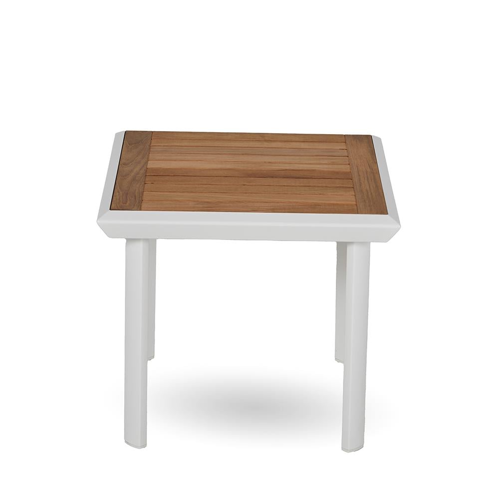 Bondi Yan Sehpa - Teak Tablalı - İskelet: Beyaz