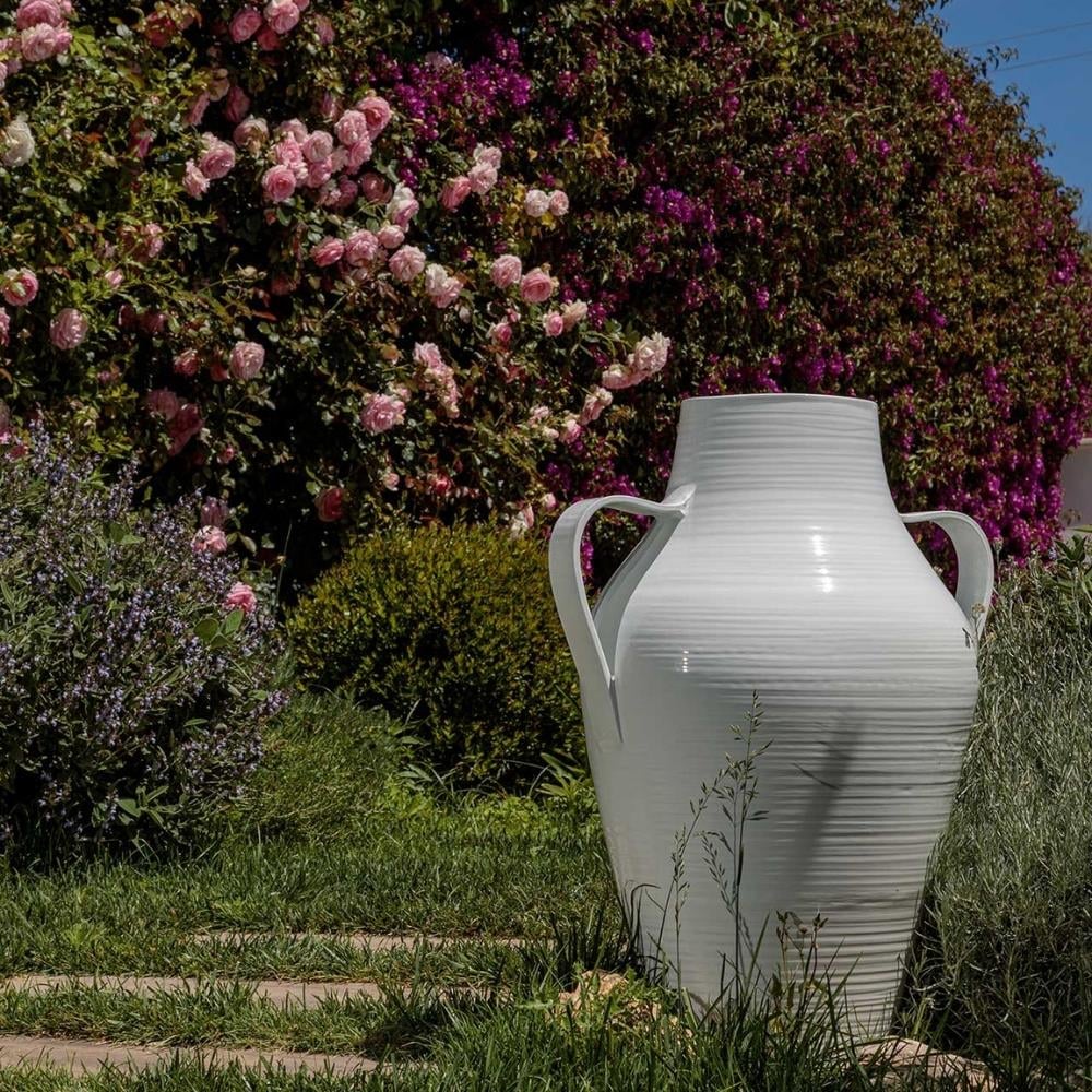 Quartara Seramik Vazo - 60 cm - Bianco Angelo