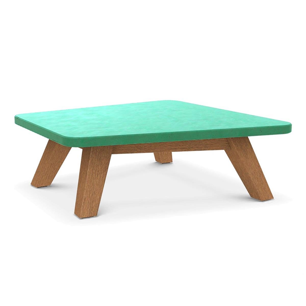 Rafael Yan Sehpa (68*70)-Brushed Teak-Tabla Smeraldo Seramik