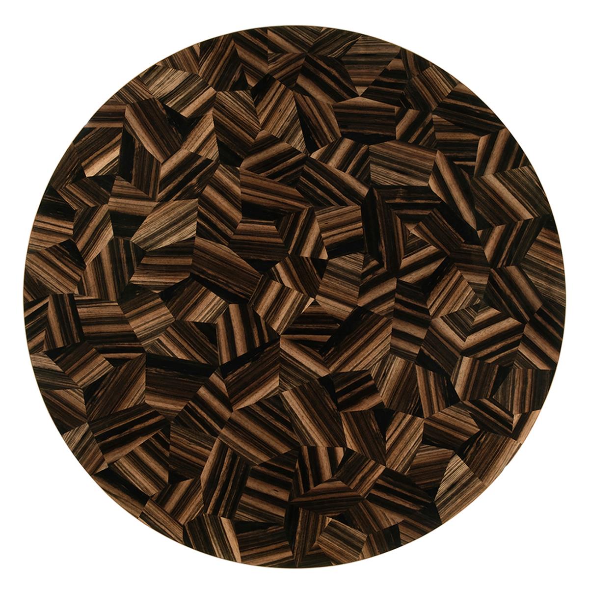 Round Natural Macassar Ebony & Brass Masa