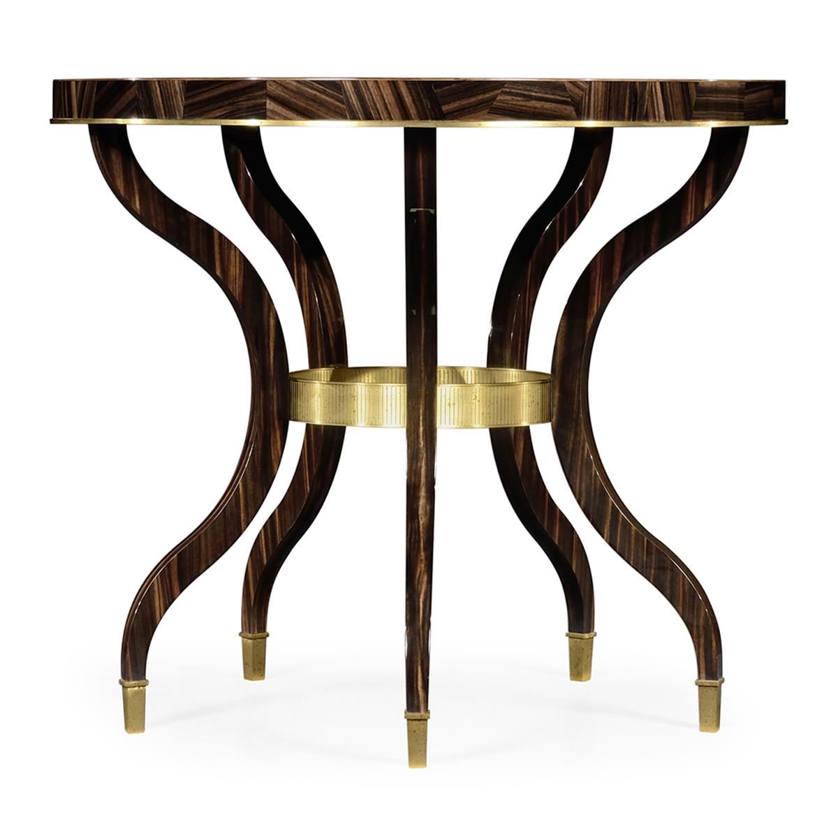 Round Natural Macassar Ebony & Brass Masa