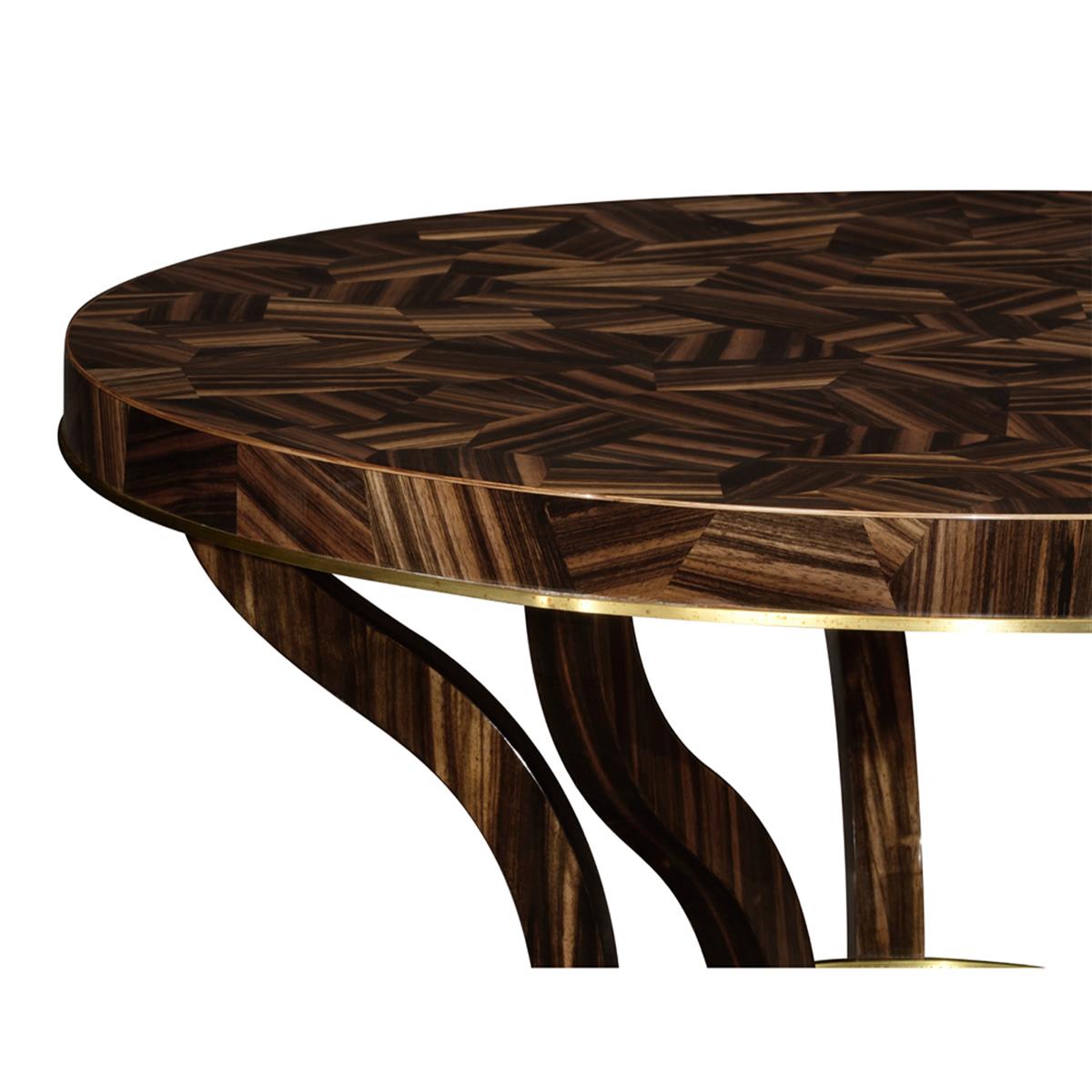 Round Natural Macassar Ebony & Brass Masa