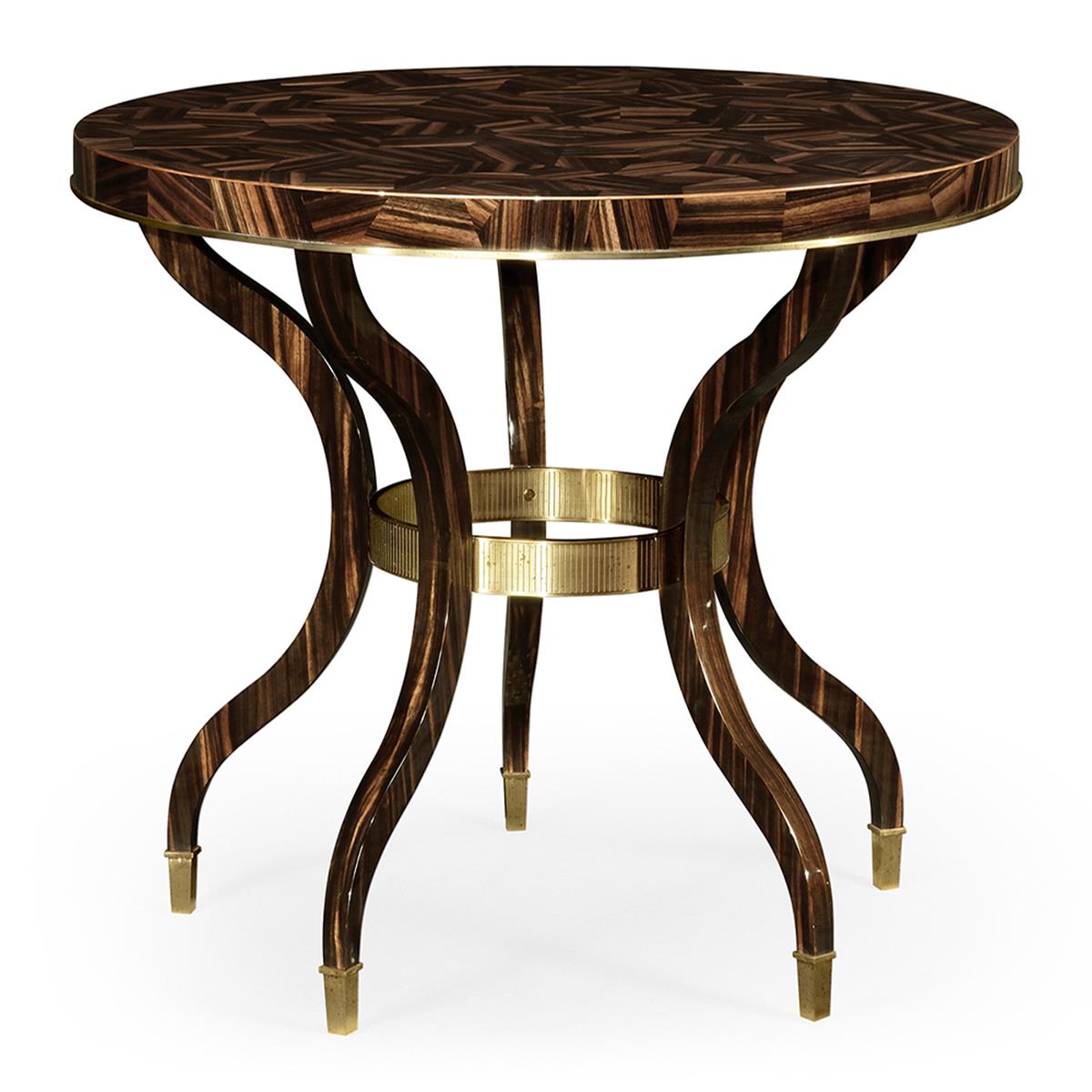 Round Natural Macassar Ebony & Brass Masa