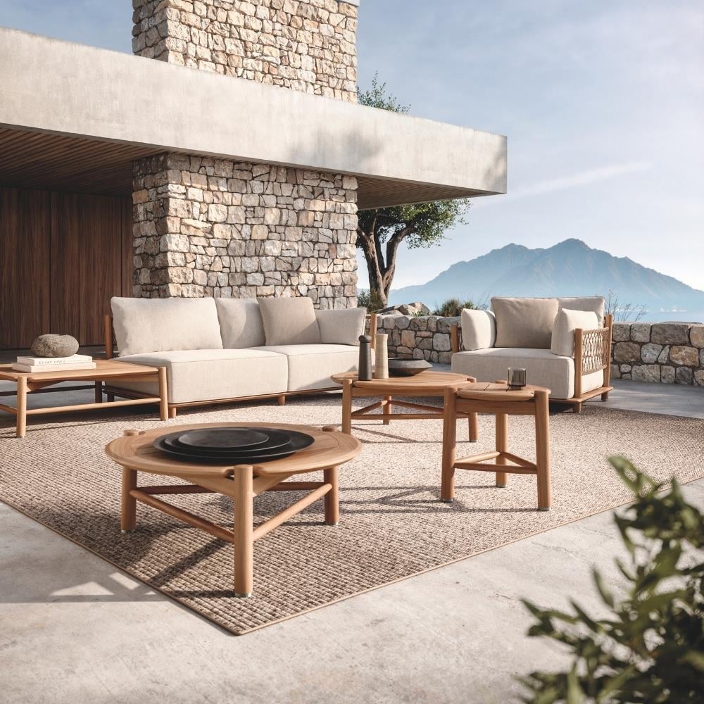 Salina Kare Orta Sehpa - Natural Teak