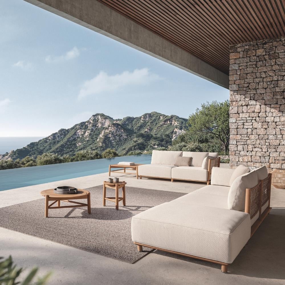 Salina Kare Orta Sehpa - Natural Teak