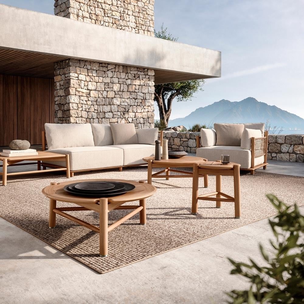 Salina Yuvarlak Orta Sehpa - Natural Teak