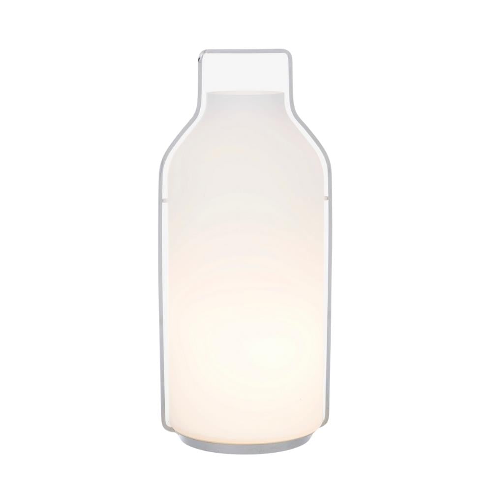 Somerset Masa Lambası-Large-Table Lamp İn Matt Opal Glass/Tube And Base İn Brilliant-Chromed Metal