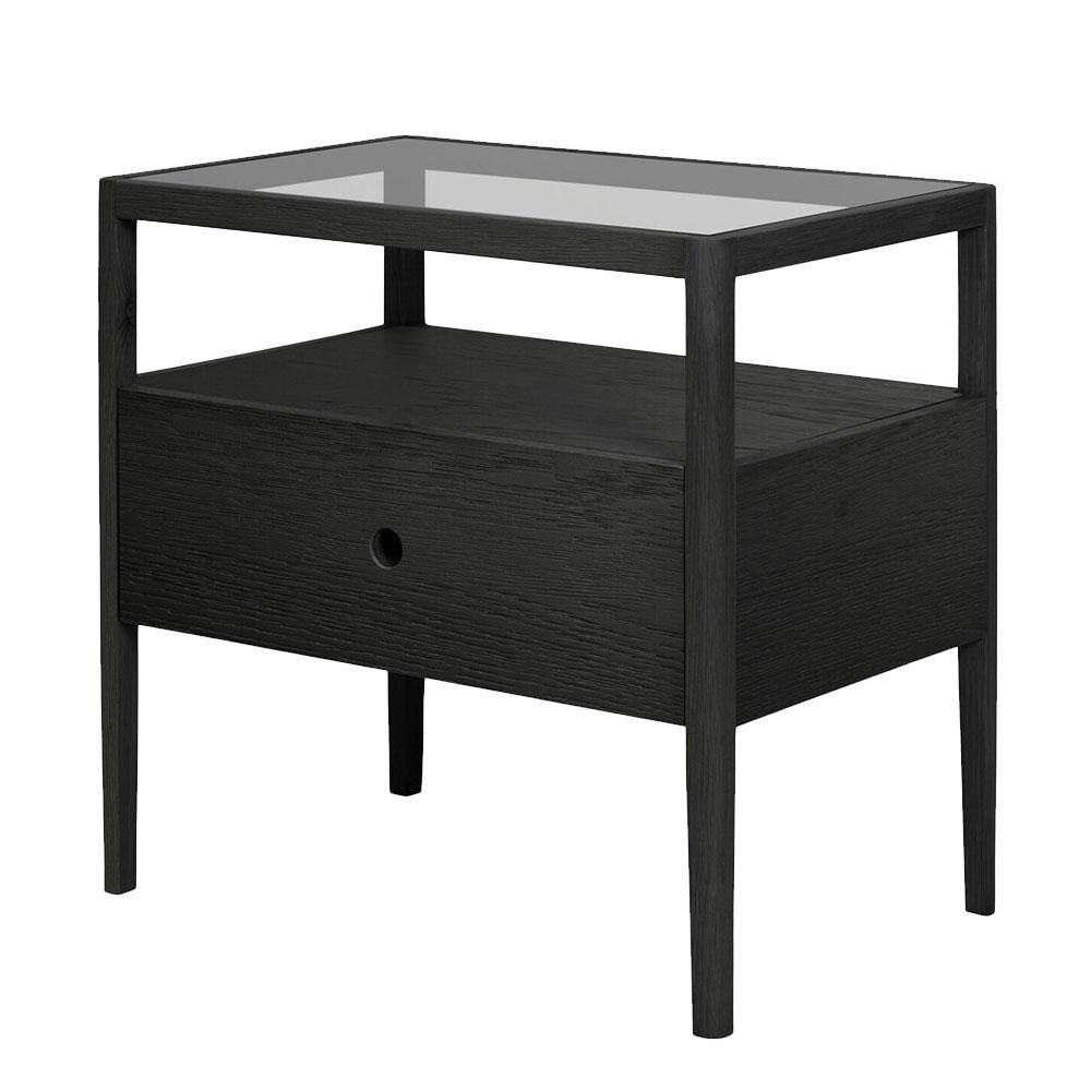 Spindle Oak Komodin 1 Çekmeceli-Black