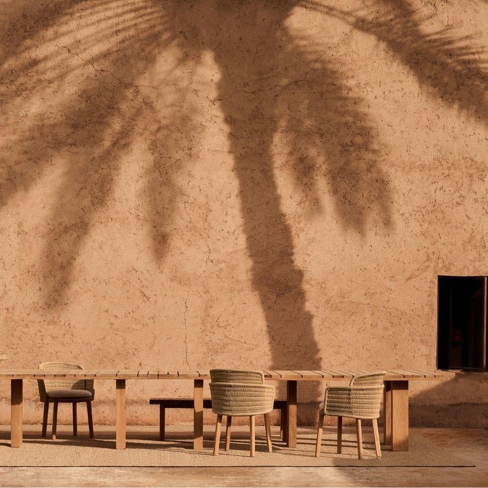 Suro Teak Kollu Sandalye - Weave Linen