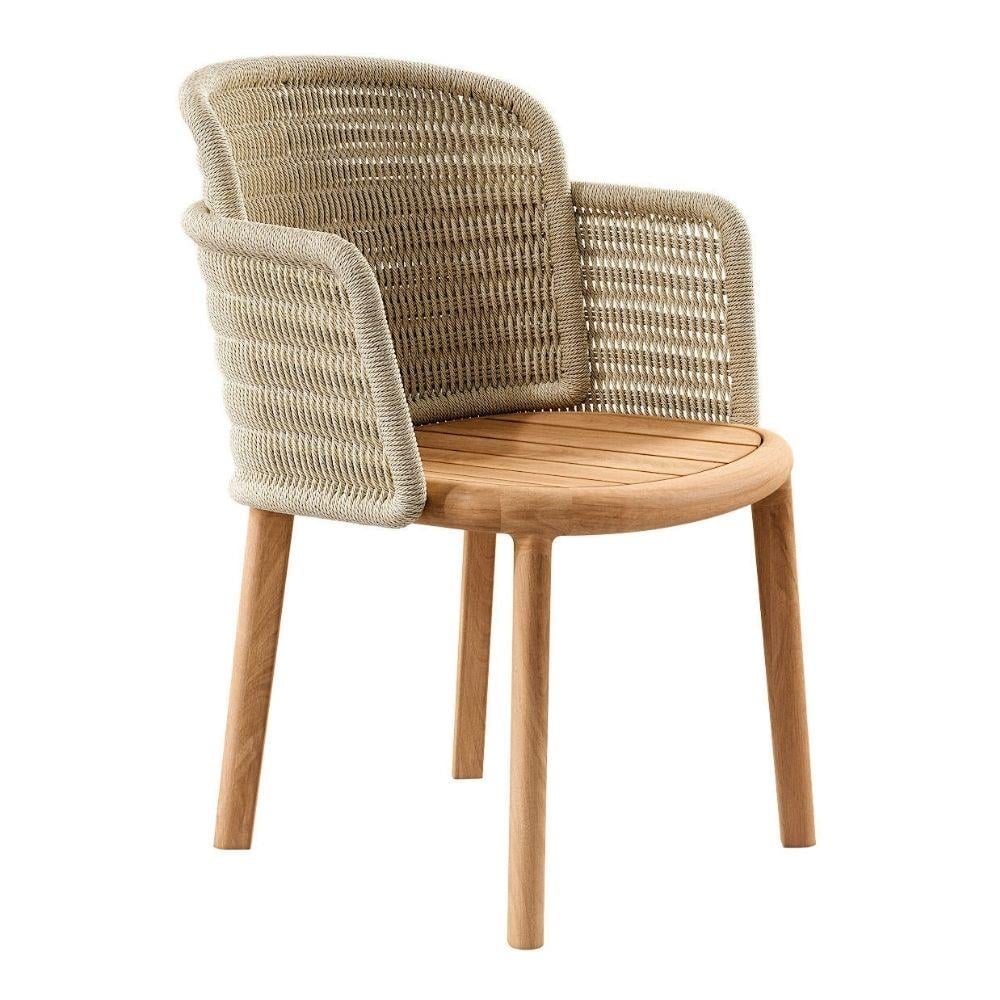 Suro Teak Kollu Sandalye - Weave Linen