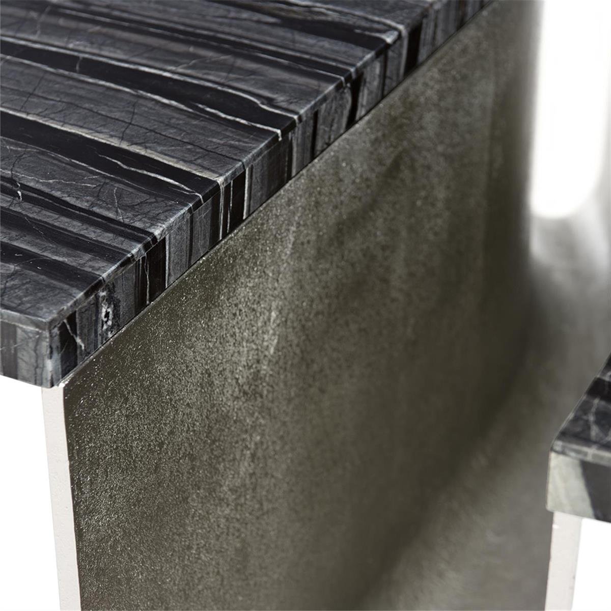 Tegan Orta Sehpa-Top Black Forset Marble-Base Alu Nickel Finish