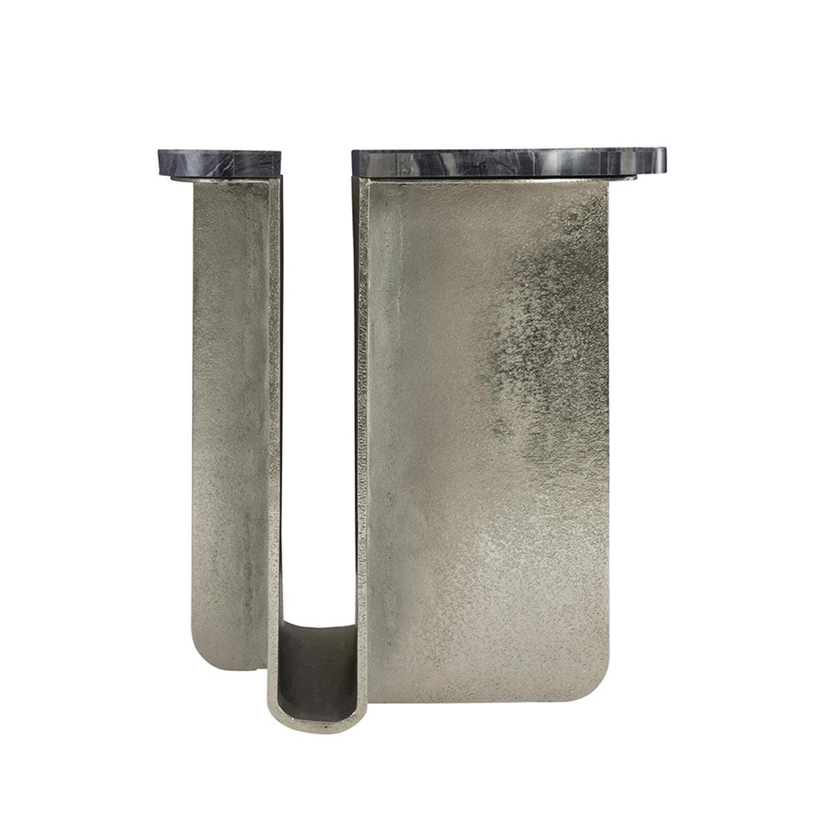 Tegan Yan Sehpa-Top Black Forset Marble-Base Alu Nickel Finish