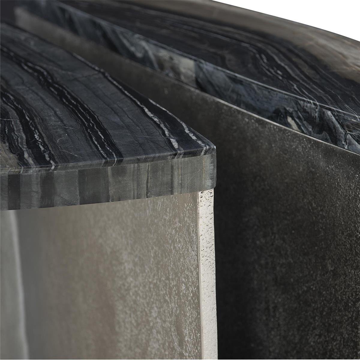 Tegan Yan Sehpa-Top Black Forset Marble-Base Alu Nickel Finish
