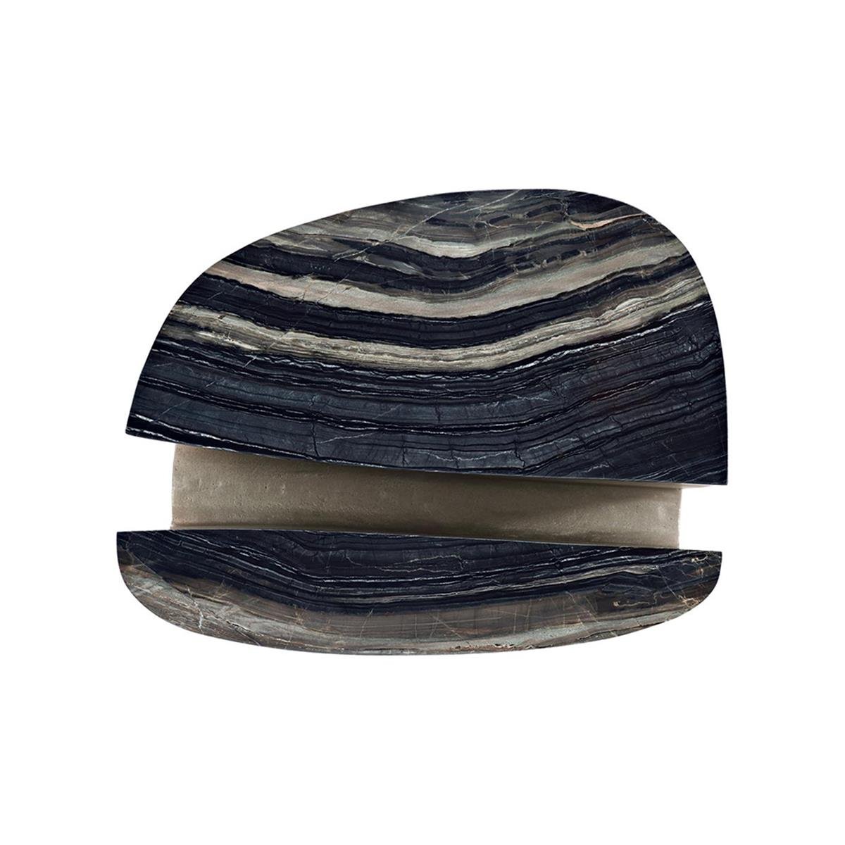 Tegan Yan Sehpa-Top Black Forset Marble-Base Alu Nickel Finish