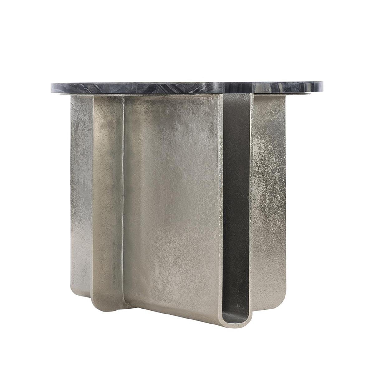Tegan Yan Sehpa-Top Black Forset Marble-Base Alu Nickel Finish