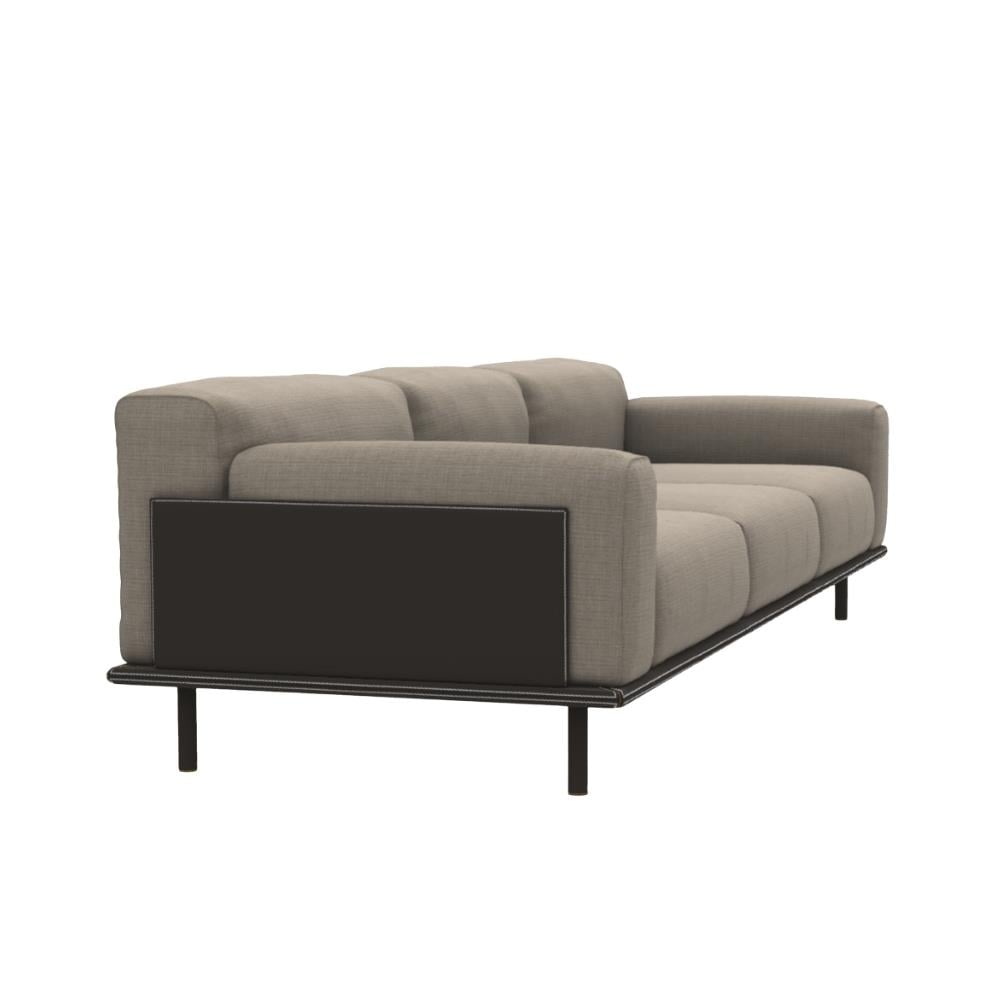 Timothy Kuoio Kanepe (270)-Fabric Peoria 03 (Executive)-Saddle Leather Frame Brown 02-Insert Bronzed Brass-Saddle Leather Armrest Brown 02-Metal Feet Brozned Brass-