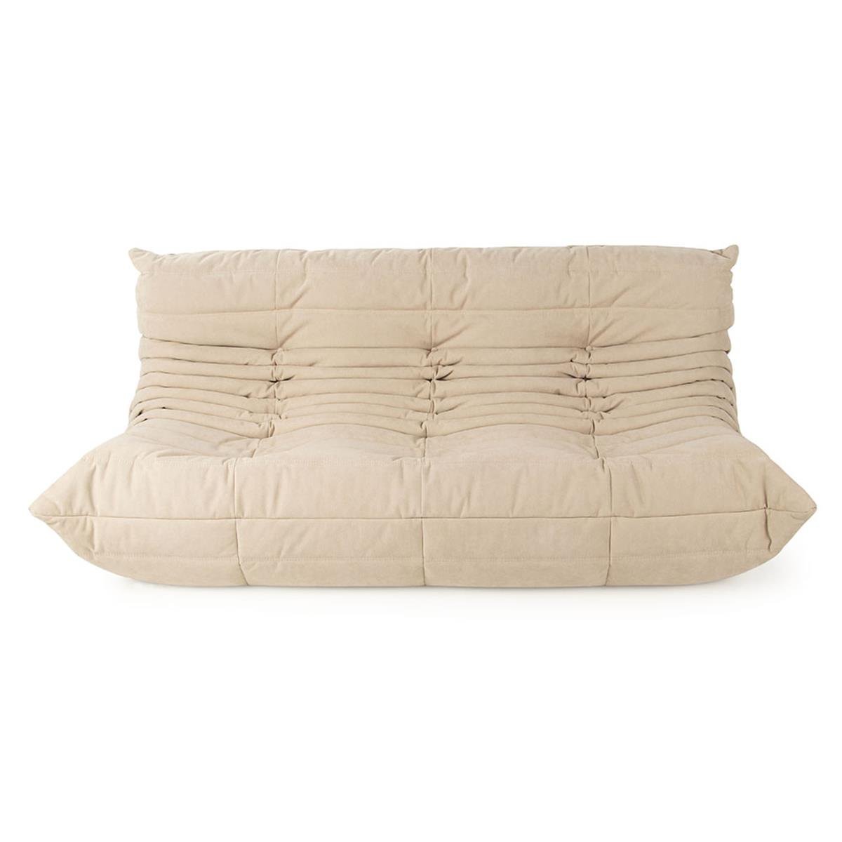 Togo Üçlü Kanepe-Large-Kolsuz-Kumaş Alcantara Sea Sand (111)-(Grade S)
