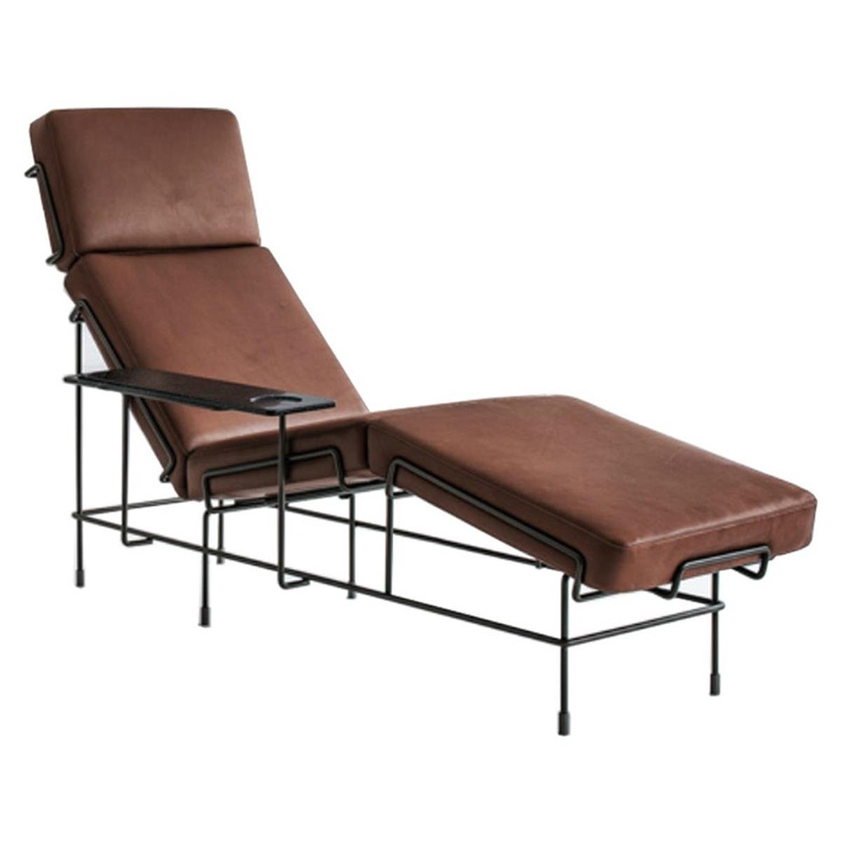 Traffıc Chaise Lounge-Frame Black (5013)-Tablet Antracite Grey-Fabric Leather Floraida Brown (2068)