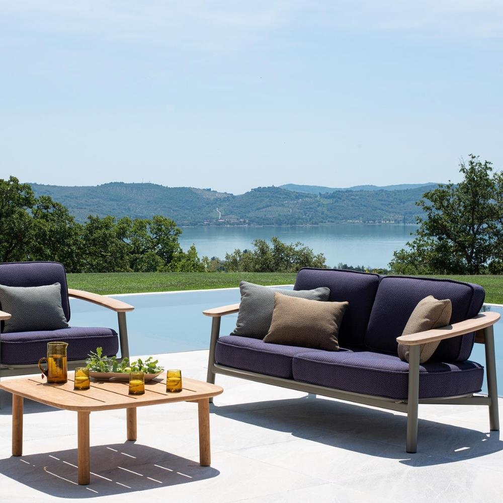 Twins İkili Koltuk-Grey Green (37)-Teak-(6046)-(Minder Hariç)