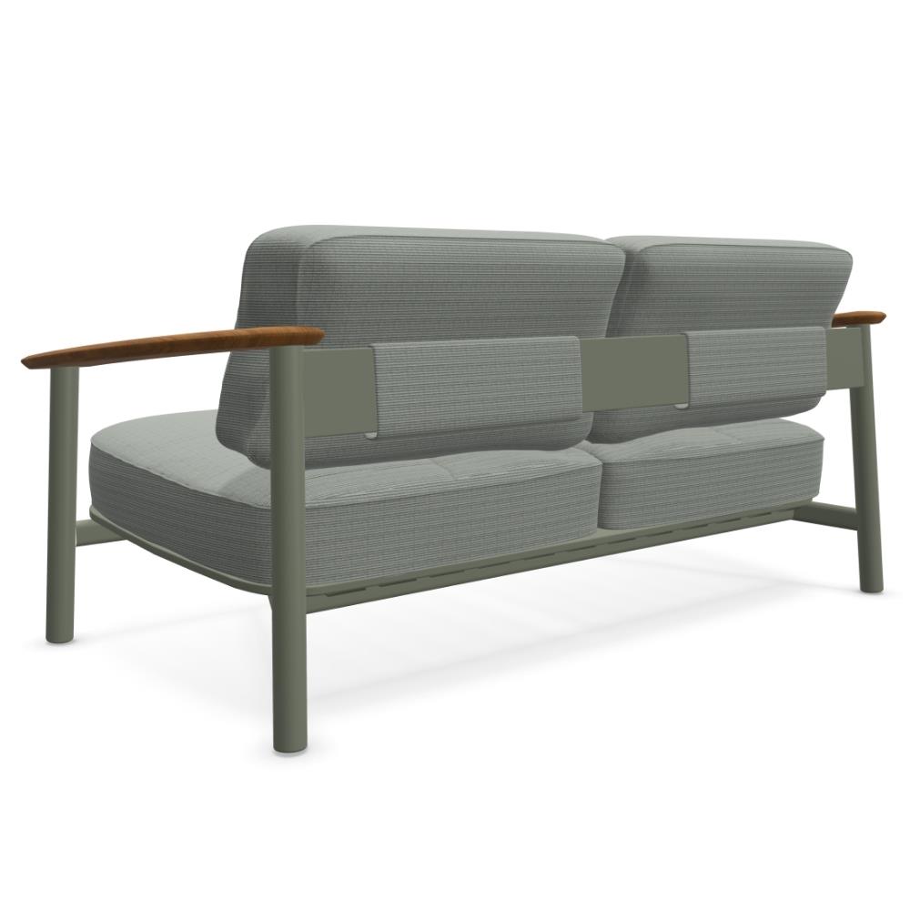 Twins İkili Koltuk-Grey Green (37)-Teak-(6046)-(Minder Hariç)