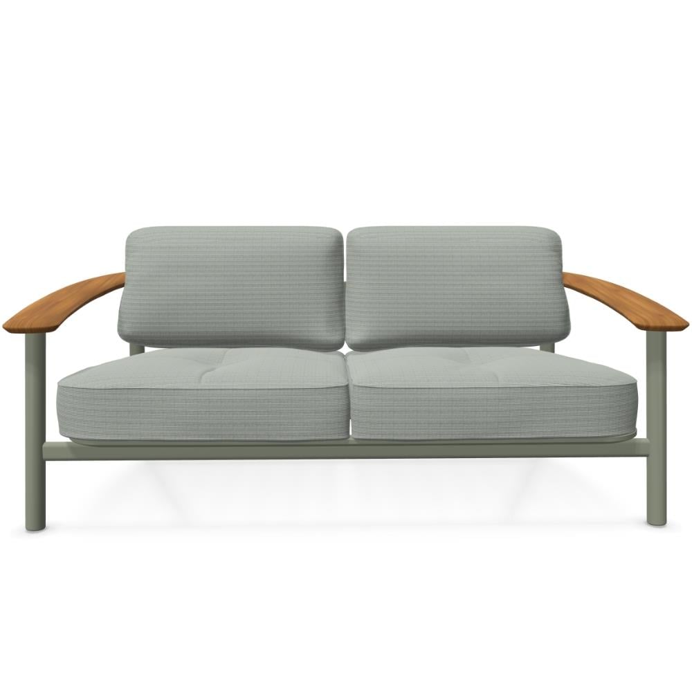Twins İkili Koltuk-Grey Green (37)-Teak-(6046)-(Minder Hariç)