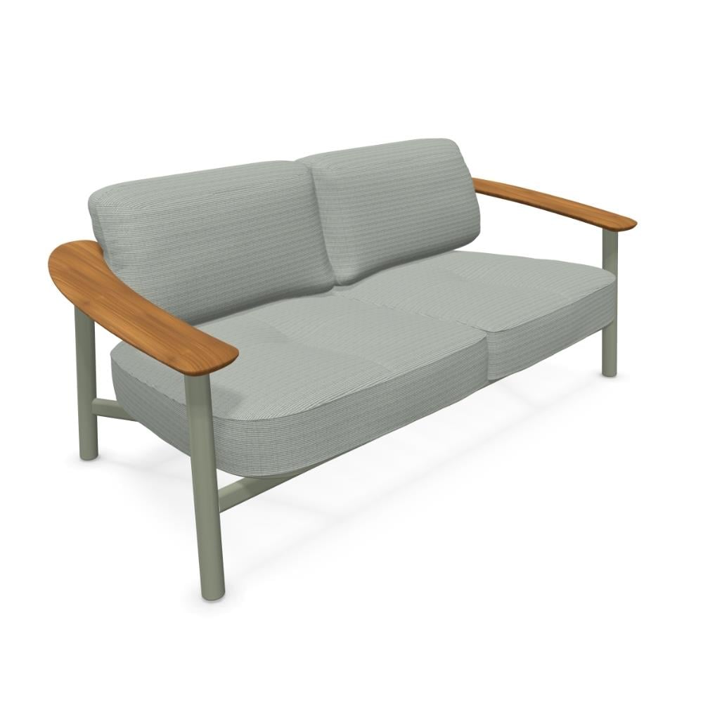 Twins İkili Koltuk-Grey Green (37)-Teak-(6046)-(Minder Hariç)