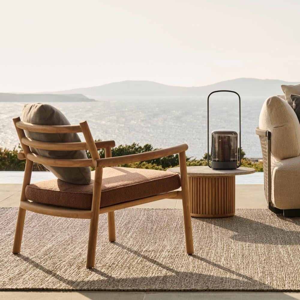 Ukiyo Teak Tekli Koltuk - Minder Sırt ve Oturum Minderi Rustic Weave Oyster E kategori