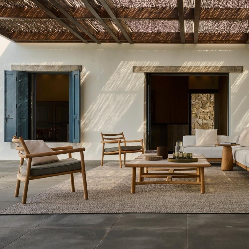 Ukiyo Teak Tekli Koltuk - Minder Sırt ve Oturum Minderi Rustic Weave Oyster E kategori