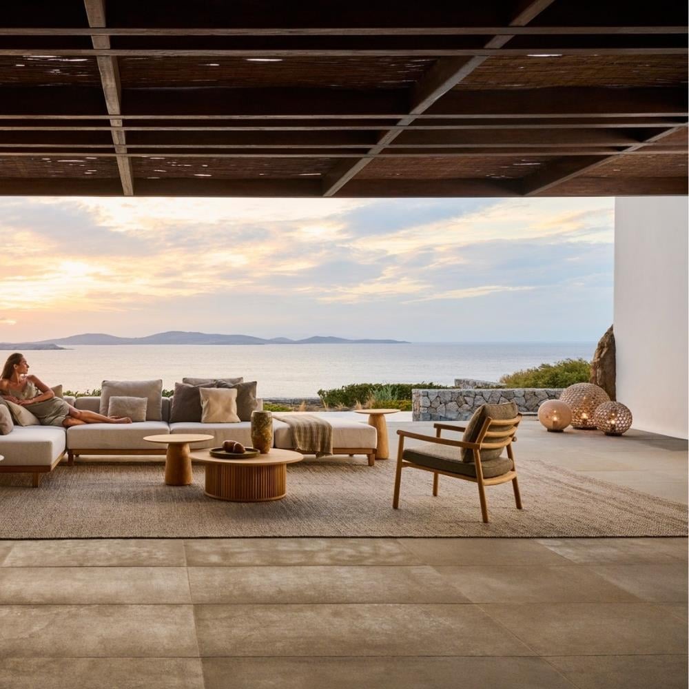 Ukiyo Teak Tekli Koltuk - Minder Sırt ve Oturum Minderi Rustic Weave Oyster E kategori