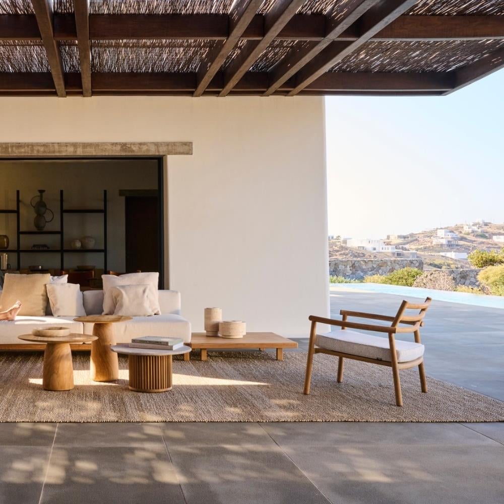 Ukiyo Teak Tekli Koltuk - Minder Sırt ve Oturum Minderi Rustic Weave Oyster E kategori